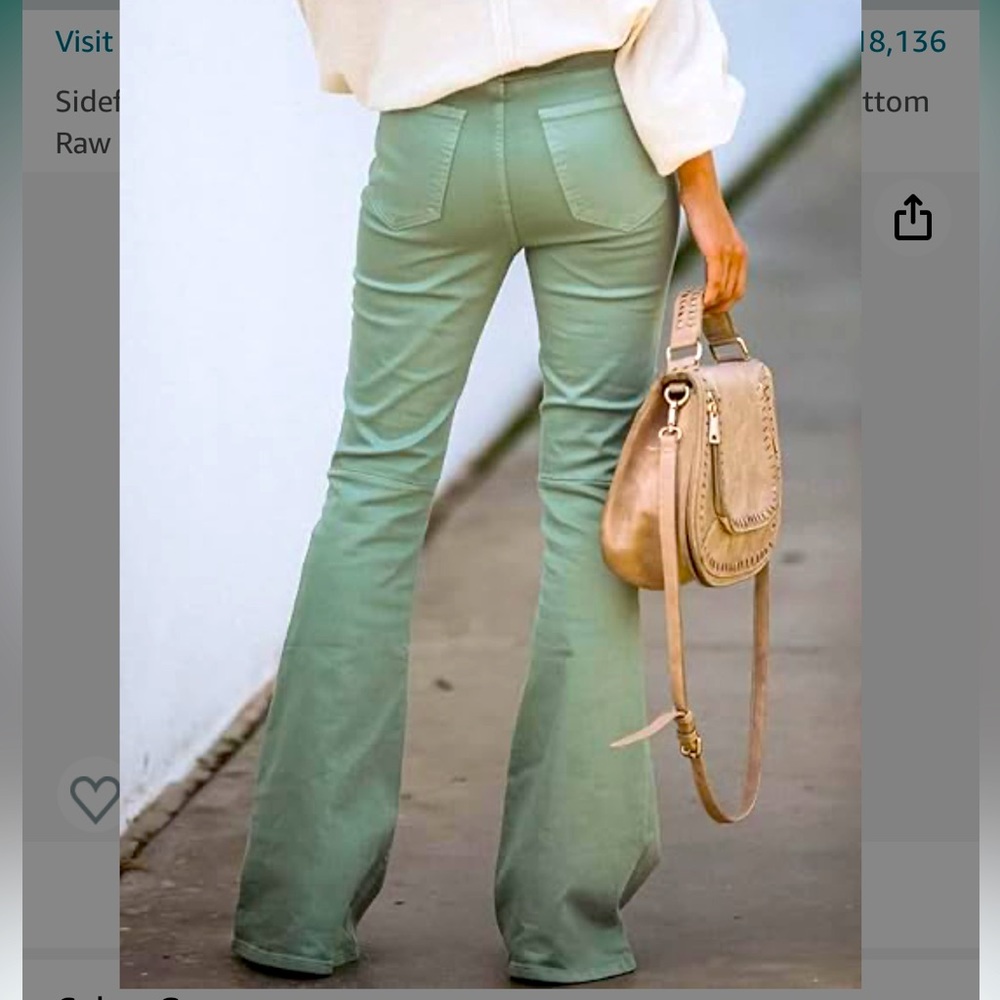 Wide Leg Sage Green Pants - Picture 2 of 6